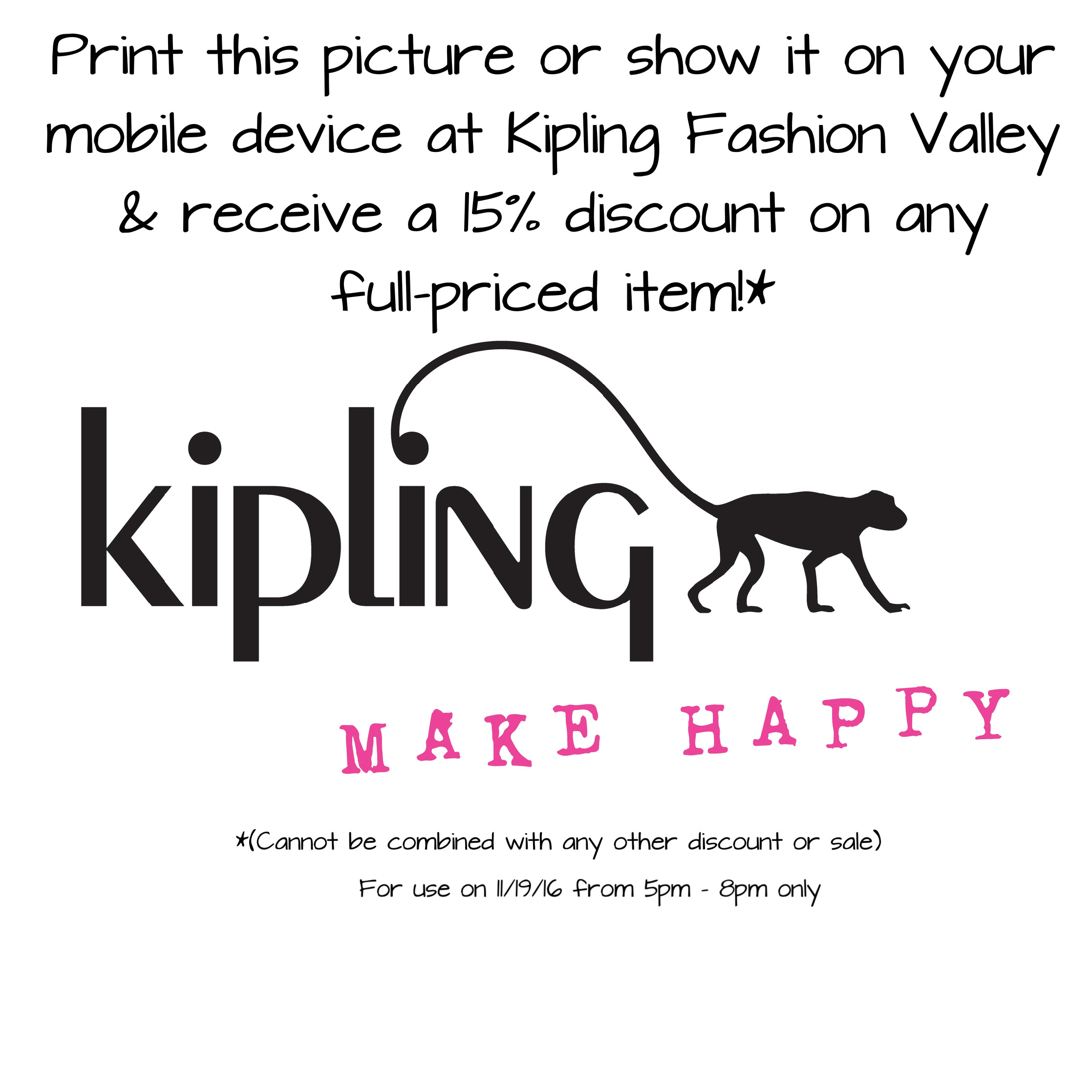 Monkeying Around at Kipling's Fashion Valley Grand Opening! – Any